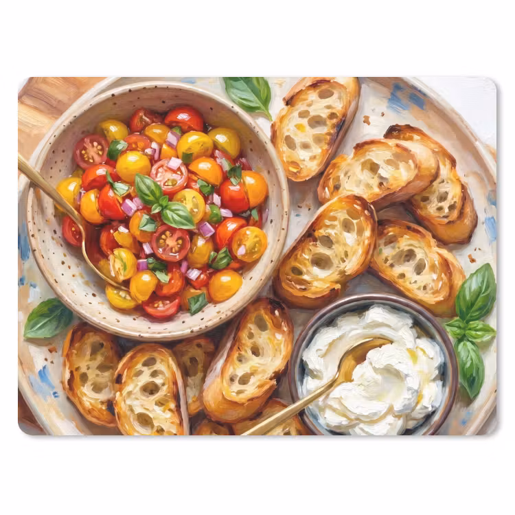Eten - Tomaat - Brood - Kleurrijk - Keuken muismat rubber klein -3d