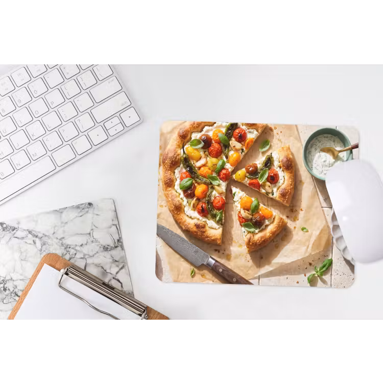 Eten - Tomaten - Basilicum - Maaltijd - Vers muismat rubber klein -witbureau