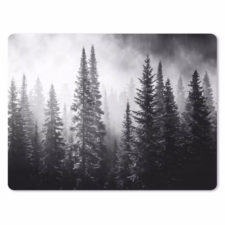 Bos - Mist - Winter - Monochroom - Natuur muismat rubber klein -3d