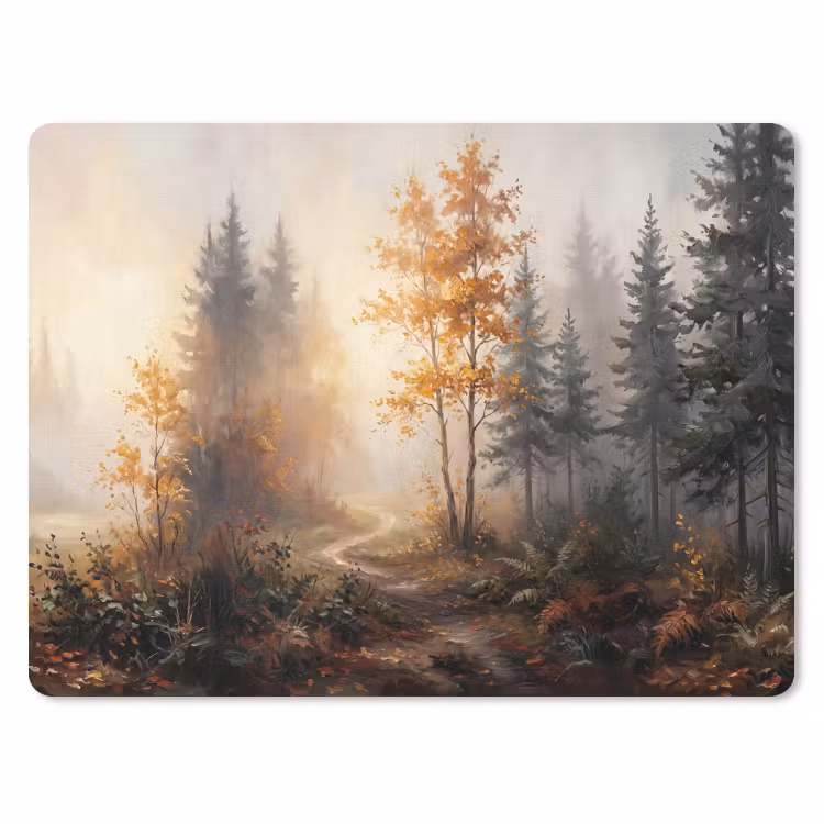 Bospad - Herfstbladeren - Natuur - Schilderachtig - Oranje muismat rubber klein -3d