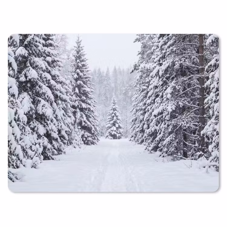 Bos - Winter - Sneeuw - Pad - Natuur muismat rubber klein -3d