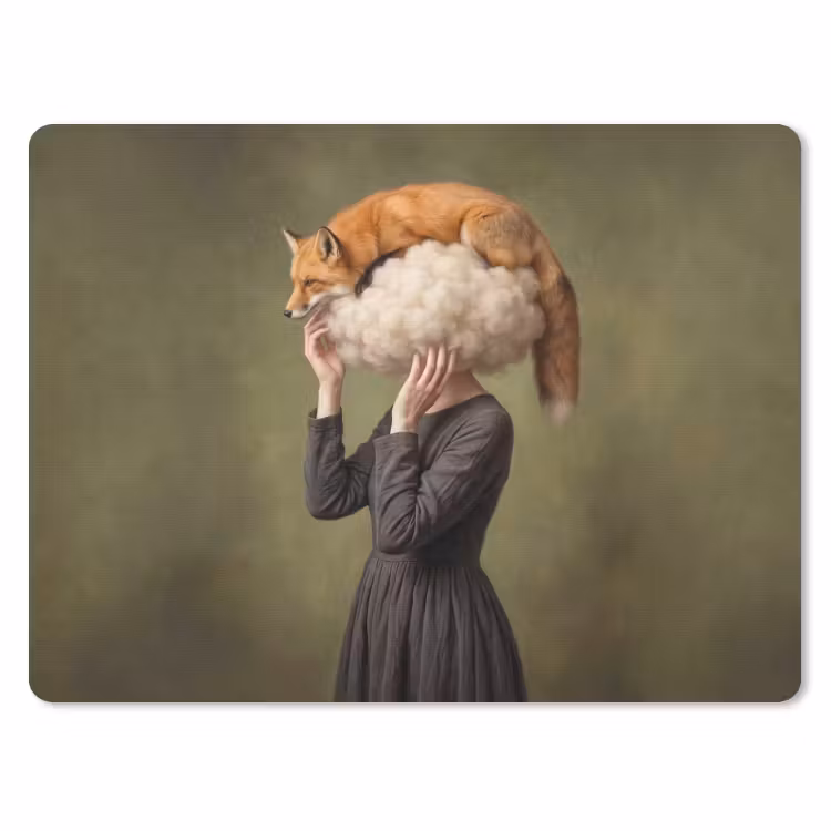 Vos - Surrealistisch - Groen muismat rubber klein -3d