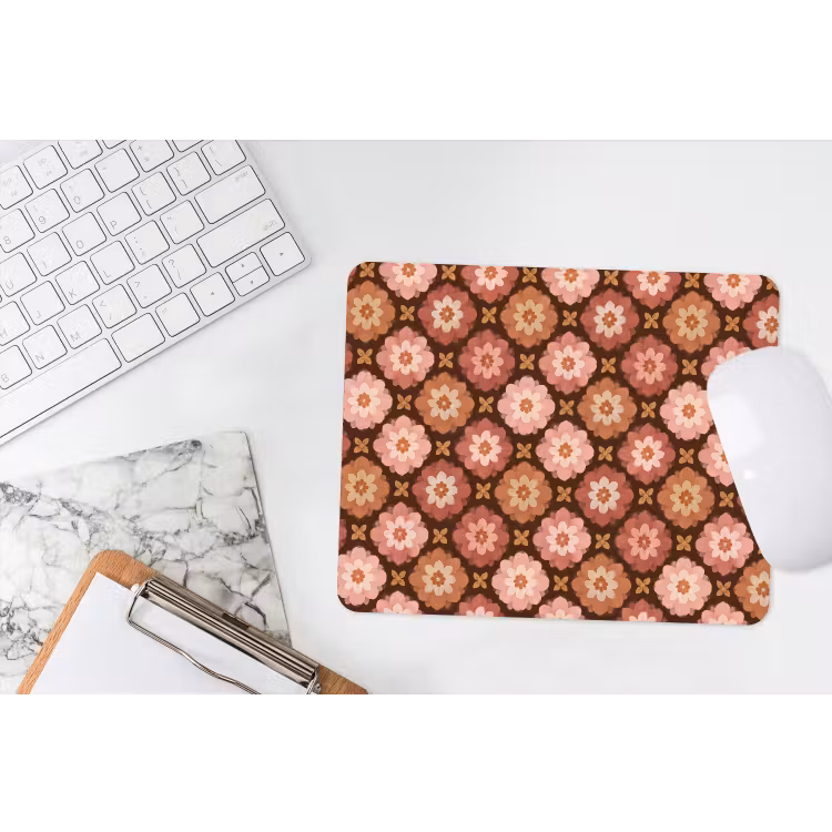 Geometrisch - Bloemen - Kleurrijk muismat rubber klein 262 -witbureau