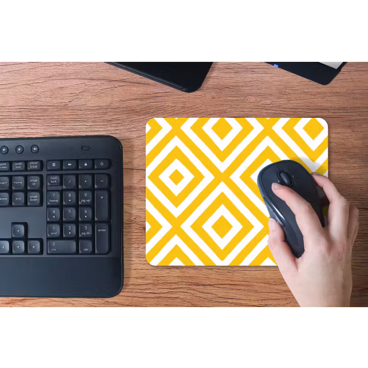 Geometrisch - Lijnen - Modern - Geel - Wit muismat rubber klein 262 -toetsenbord