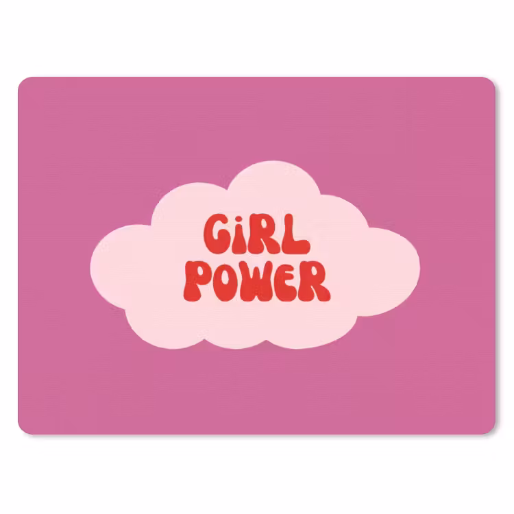 Girl power - Wolk - Roze muismat rubber klein -3d