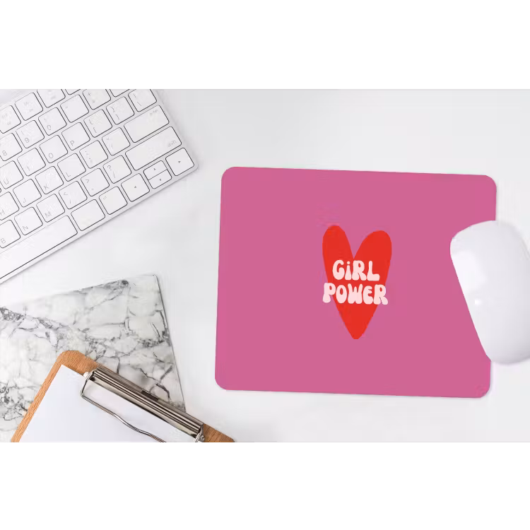 Girl power - Hart - Roze - Rood muismat rubber klein -witbureau
