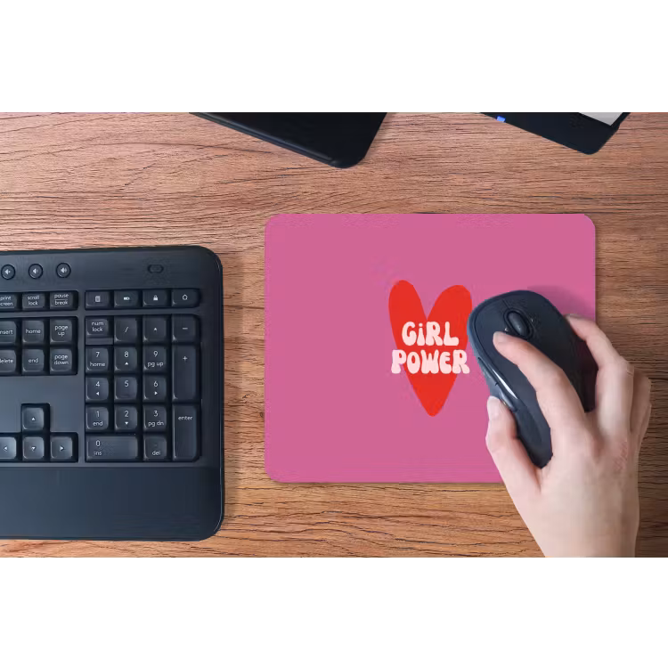 Girl power - Hart - Roze - Rood muismat rubber klein -toetsenbord