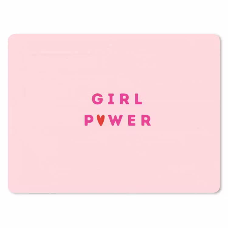 Girl power - Roze - Hartje muismat rubber klein -3d