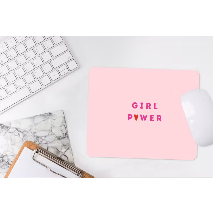 Girl power - Roze - Hartje muismat rubber klein -witbureau