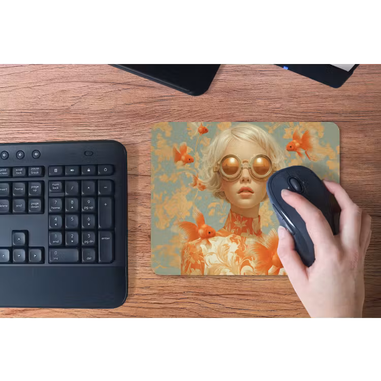 Goudvissen - Oranje - Vrouw - Blond muismat rubber klein -toetsenbord