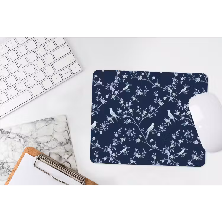 Grafisch - Bloesemtak - Blauw muismat rubber klein 262 -witbureau