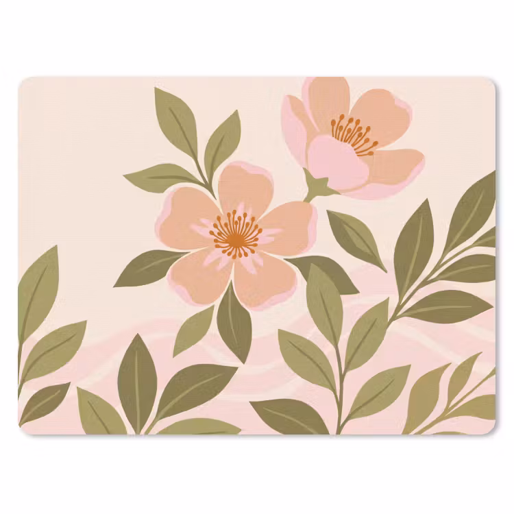 Grafisch - Bloemen - Roze muismat rubber klein -3d