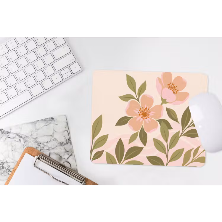 Grafisch - Bloemen - Roze muismat rubber klein -witbureau
