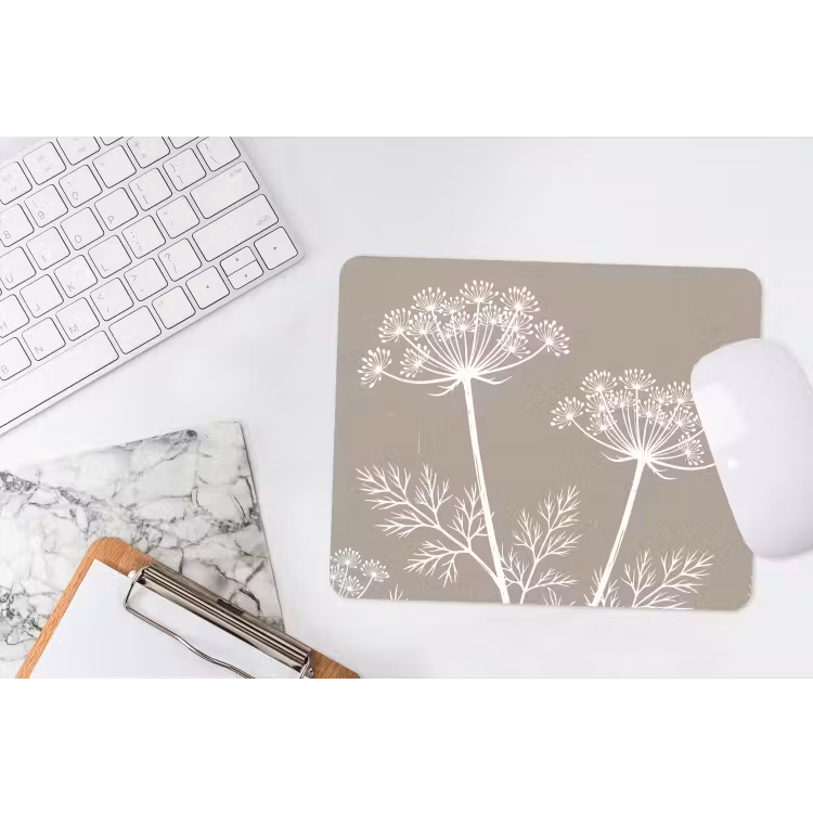 Grafisch - Fluitenkruid - Taupe muismat rubber klein -witbureau