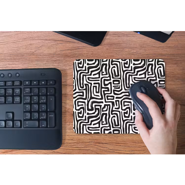 Grafisch - Lijnen - Zwart - Wit muismat rubber klein 262 -toetsenbord