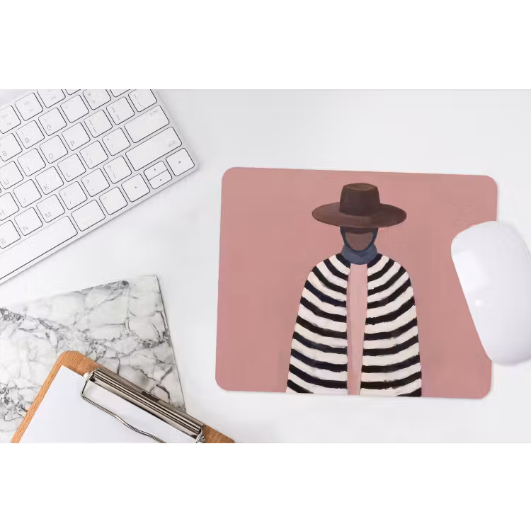 Grafisch - Vrouw - Roze muismat rubber klein -witbureau