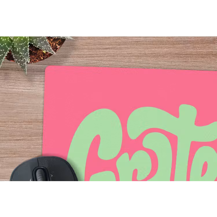 Grateful - Groen - Grafisch - Vloeiend muismat rubber klein -closeup