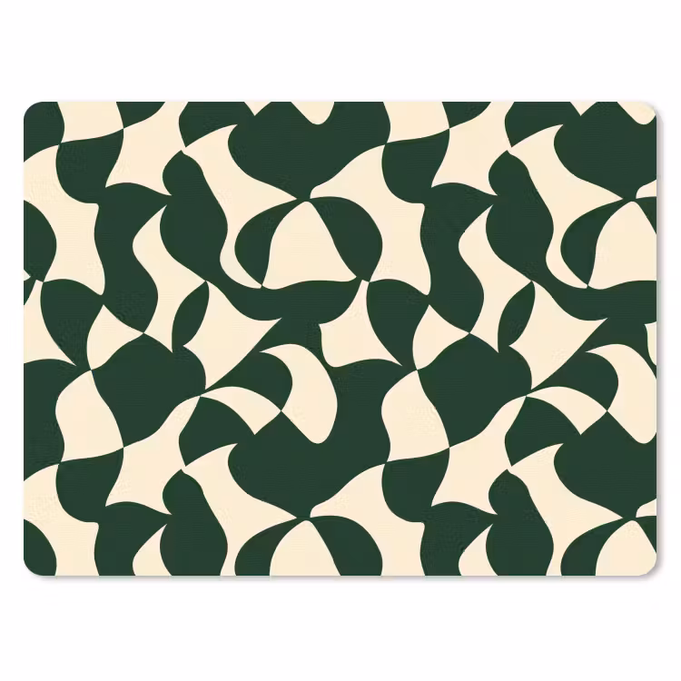 Groen - Organische vlakken - Crème muismat rubber klein 262 -3d