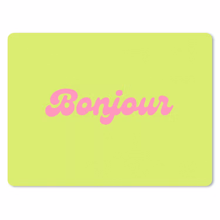 Groen - Roze bonjour - Retro muismat rubber klein -3d