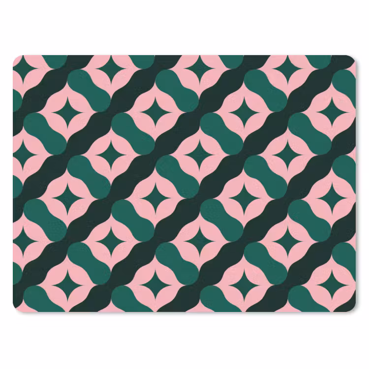 Groen - Roze - Retro - Sterren muismat rubber klein 262 -3d