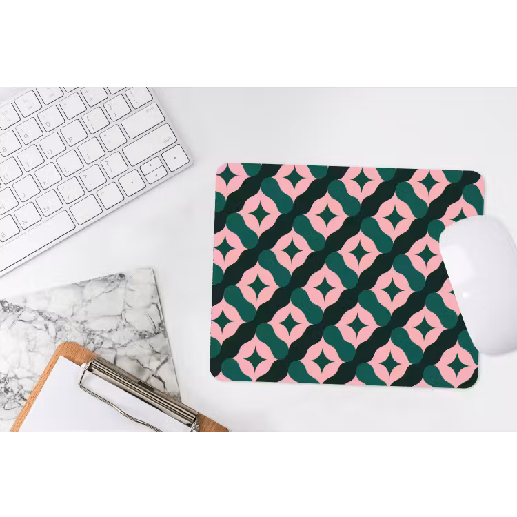 Groen - Roze - Retro - Sterren muismat rubber klein 262 -witbureau