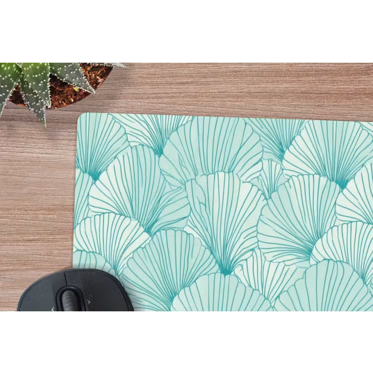 Groen - Wit - Ginko - Getekend - Textuur muismat rubber klein 262 -closeup