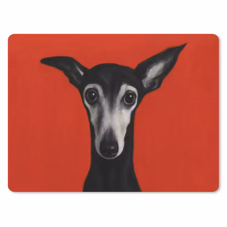 Windhond - Minimalistisch - Rood muismat rubber klein -3d