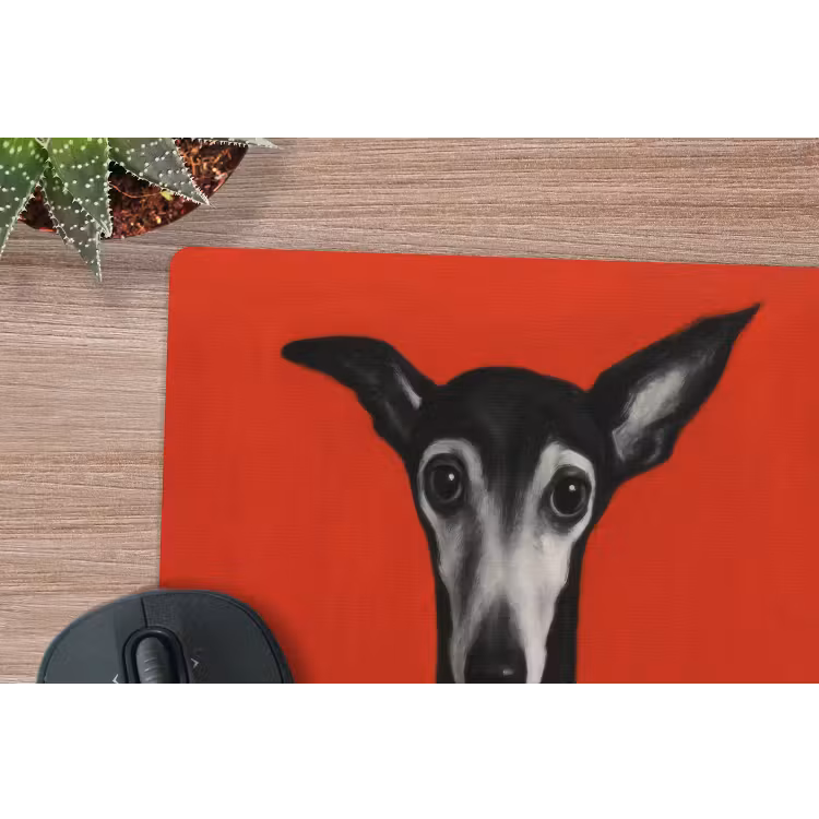 Windhond - Minimalistisch - Rood muismat rubber klein -closeup