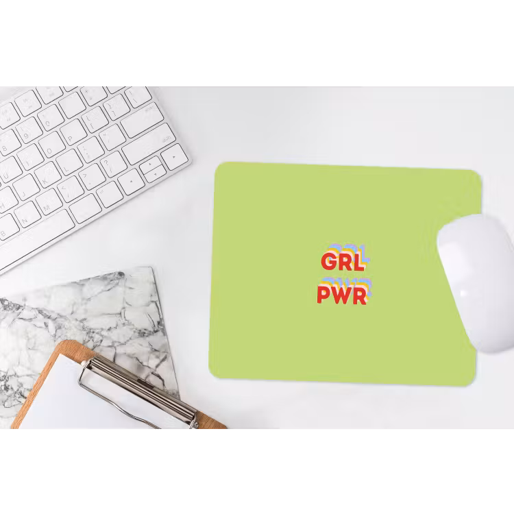 Grl pwr - Groen - Rood - 3D muismat rubber klein -witbureau