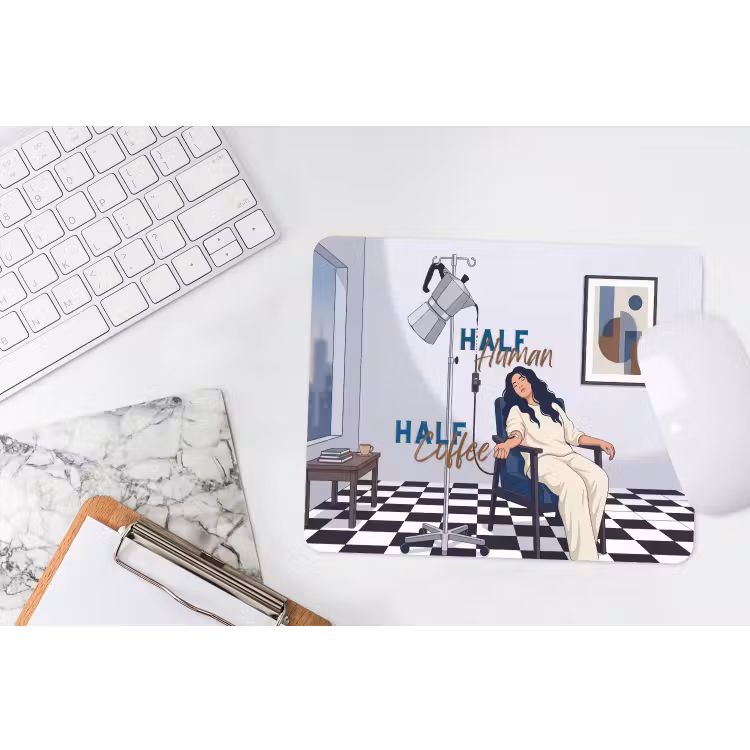 Half human, Half Coffee - Infuus - Koffie muismat rubber klein -witbureau
