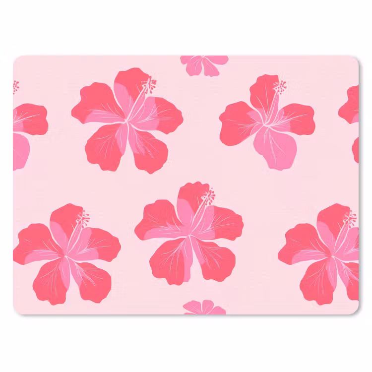 Hibiscus - Bloemen - Roze muismat rubber klein 262 -3d