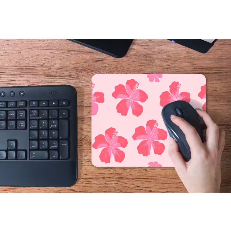 Hibiscus - Bloemen - Roze muismat rubber klein 262 -toetsenbord