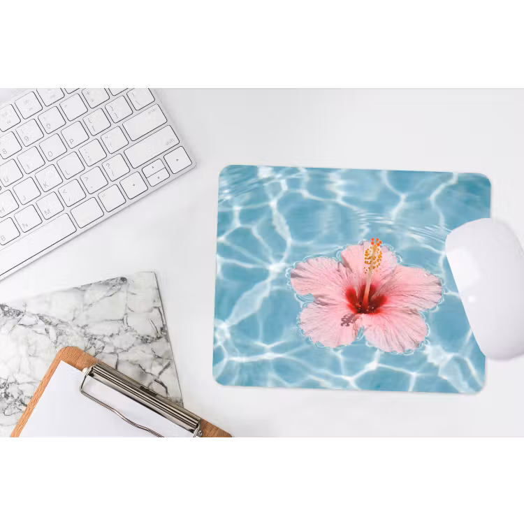 Hibiscus - Water - Roze muismat rubber klein -witbureau