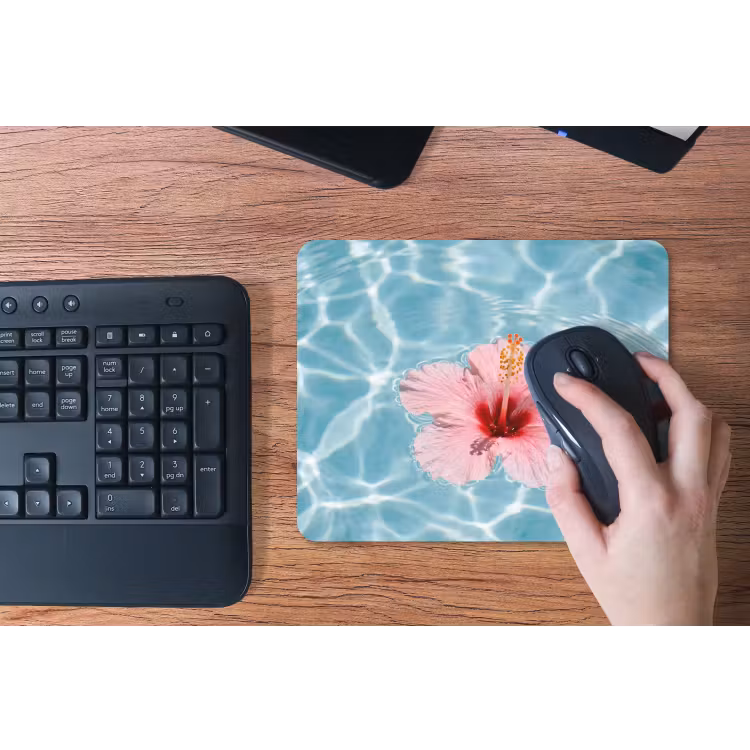 Hibiscus - Water - Roze muismat rubber klein -toetsenbord
