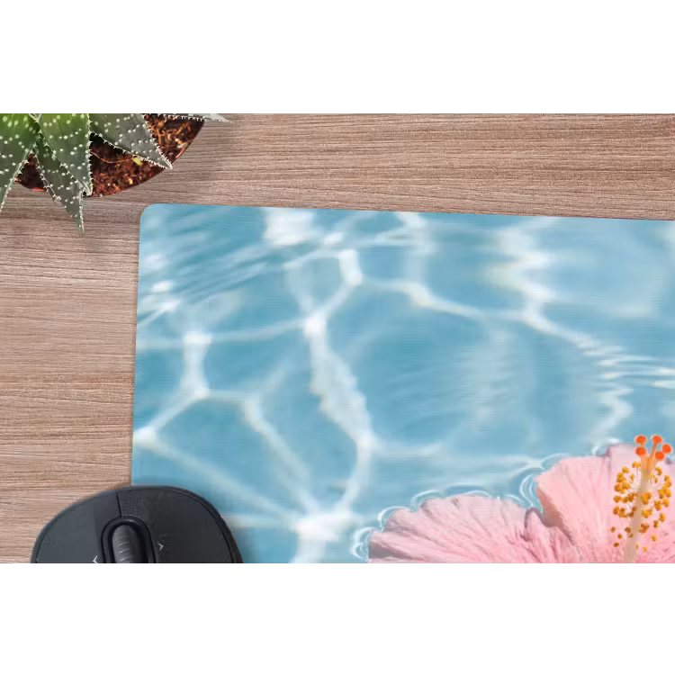 Hibiscus - Water - Roze muismat rubber klein -closeup