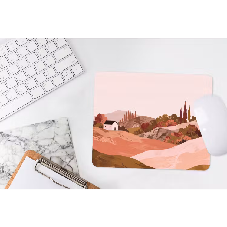 Heuvellandschap - Grafisch - Terracotta muismat rubber klein -witbureau