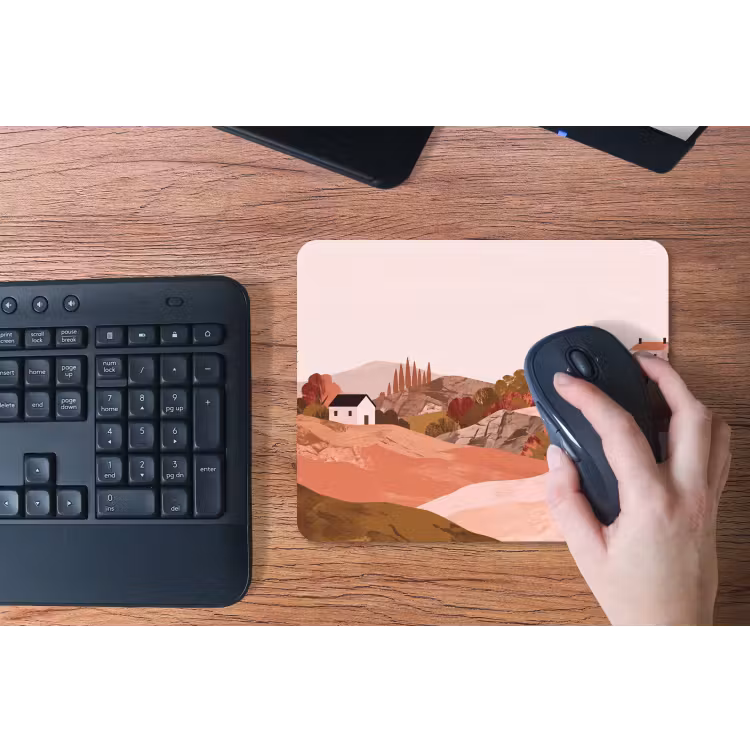 Heuvellandschap - Grafisch - Terracotta muismat rubber klein -toetsenbord