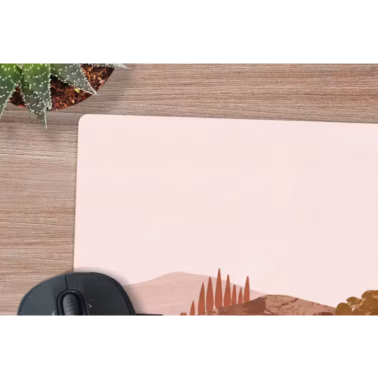 Heuvellandschap - Grafisch - Terracotta muismat rubber klein -closeup