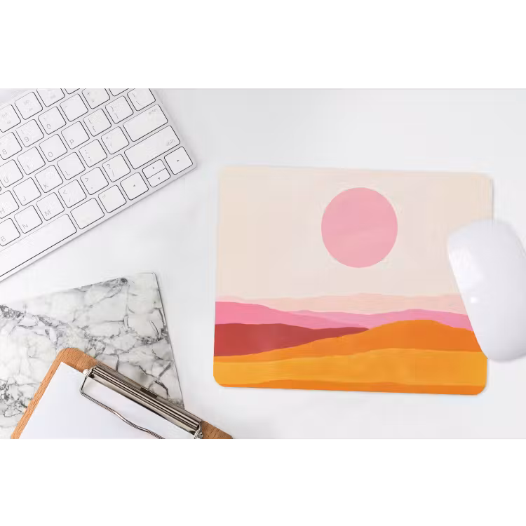 Heuvels - Oranje - Zon - Abstract muismat rubber klein -witbureau