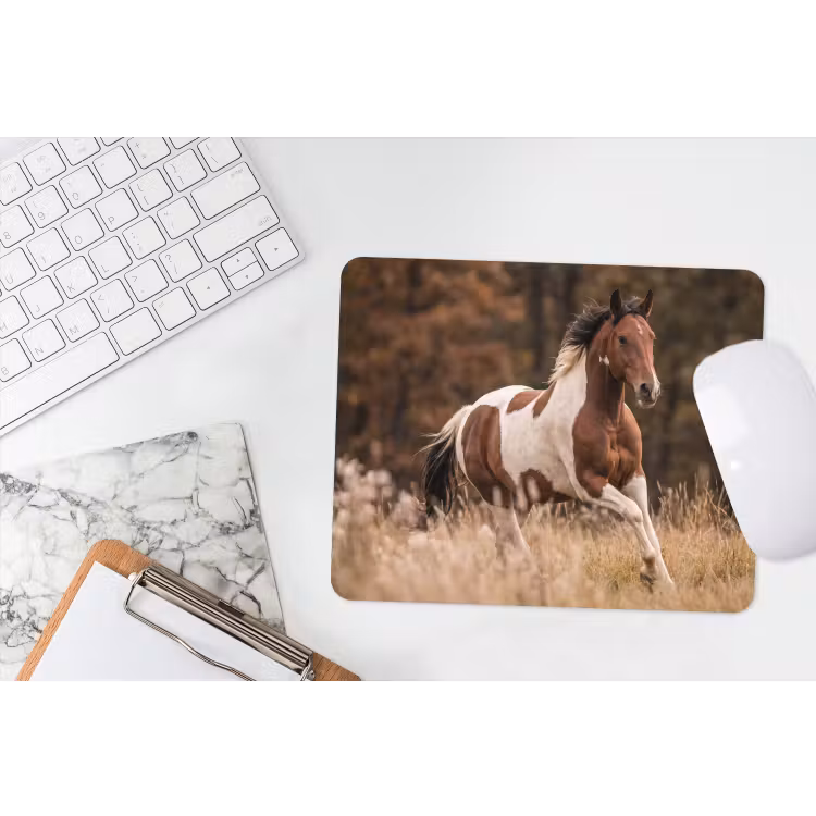 Paard - Bruin - Gras muismat rubber klein -witbureau
