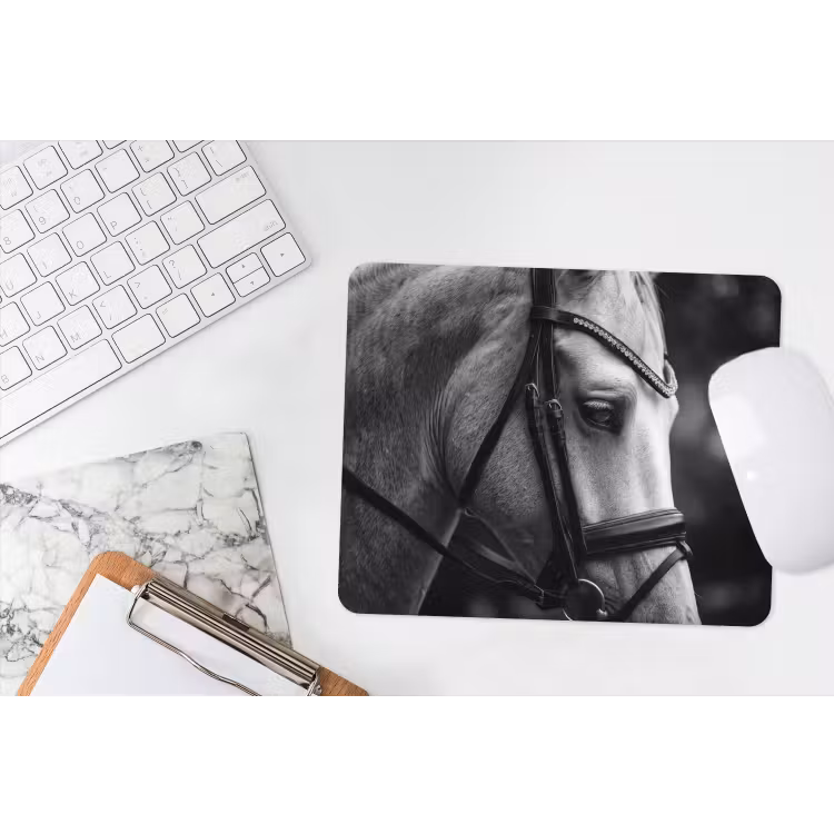Paard - Schimmel - Portret muismat rubber klein -witbureau