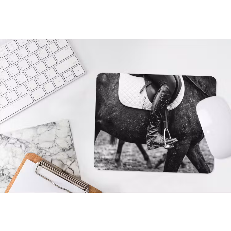 Paard - Sport - Zwart - Wit muismat rubber klein -witbureau