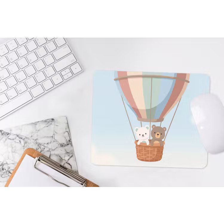 Luchtballon - Beren - Pastel muismat rubber klein -witbureau