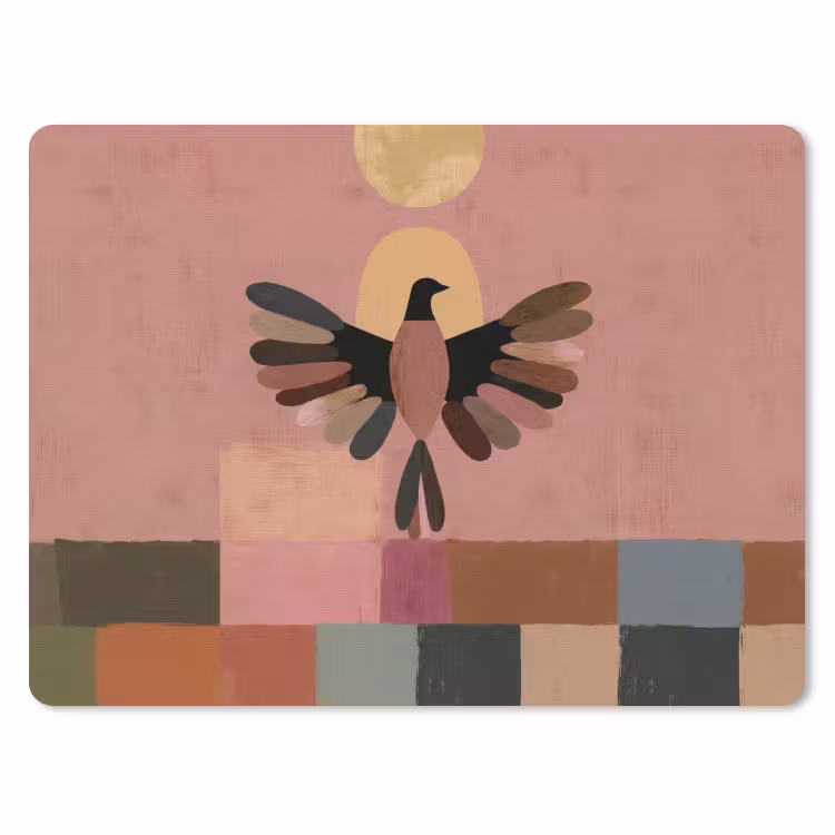 Illustratie - Vogel - Vlakken - Kleurrijk muismat rubber klein -3d