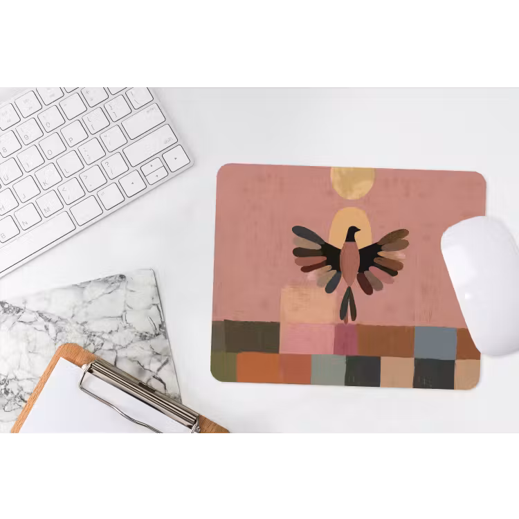 Illustratie - Vogel - Vlakken - Kleurrijk muismat rubber klein -witbureau