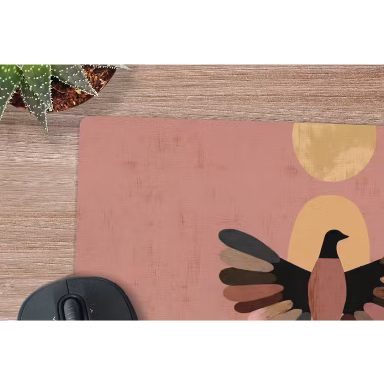 Illustratie - Vogel - Vlakken - Kleurrijk muismat rubber klein -closeup