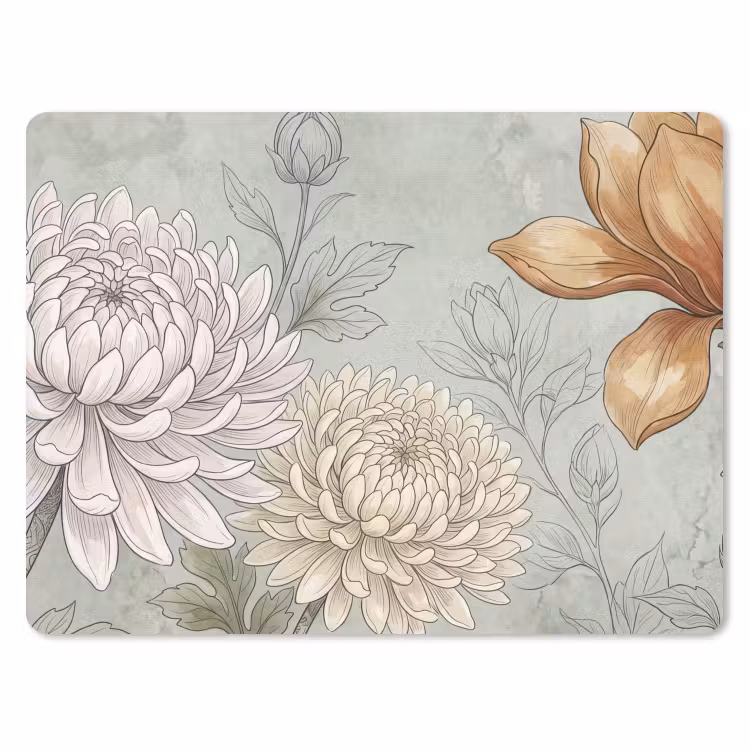 Illustratie - Bloemen - Groen muismat rubber klein -3d