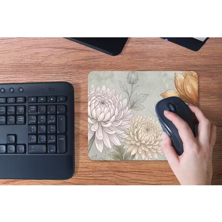 Illustratie - Bloemen - Groen muismat rubber klein -toetsenbord