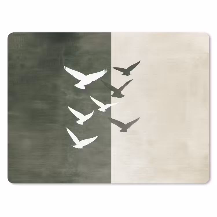 Japandi - Vogel - Groen muismat rubber klein -3d