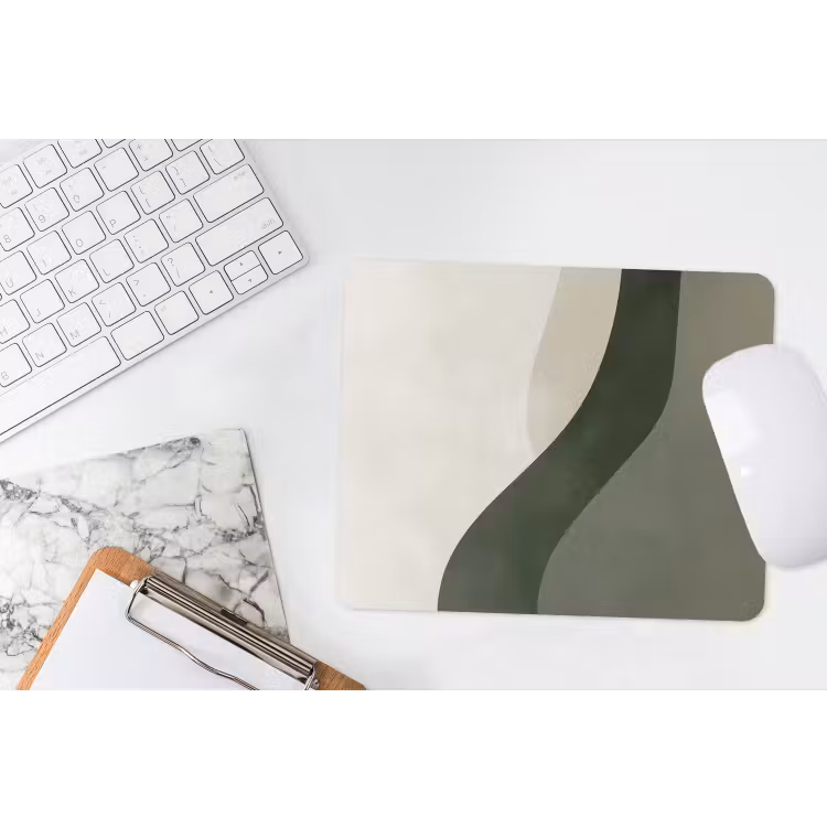 Japandi - Groen - Abstract - Modern muismat rubber klein -witbureau